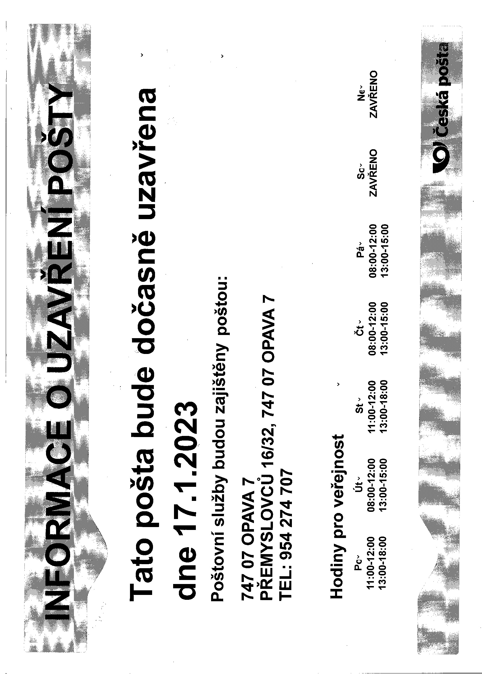 posta vavrovice 17012023 | Statutární město Opava
