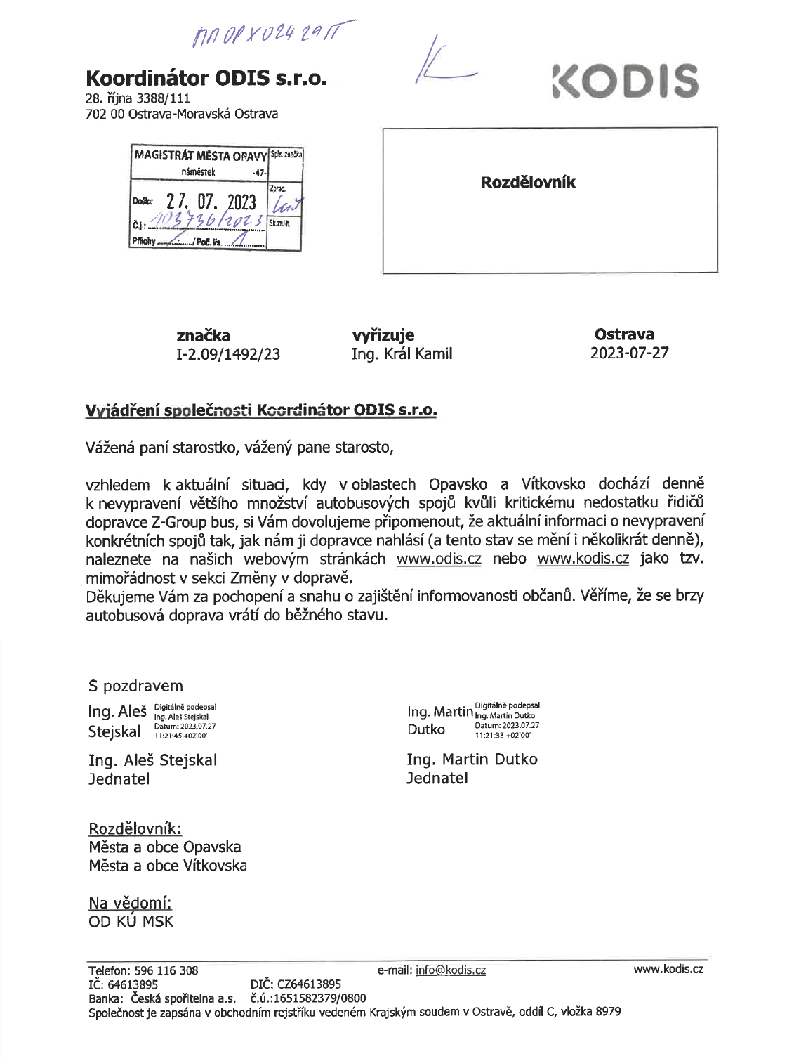 odis | Statutární město Opava