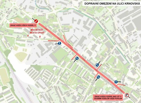 dopravni omezeni krnovska cervenec 2018 | Statutární město Opava