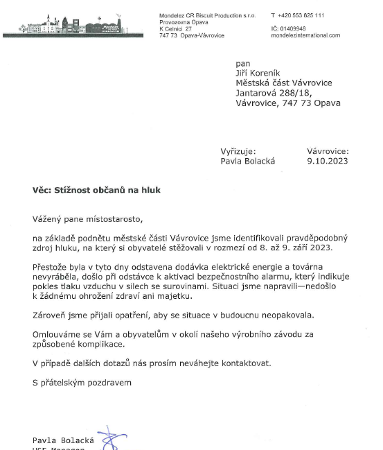 stiznost vyjadreni 10 2023 | Statutární město Opava