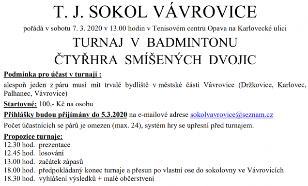 badminton 2020 0 | Statutární město Opava